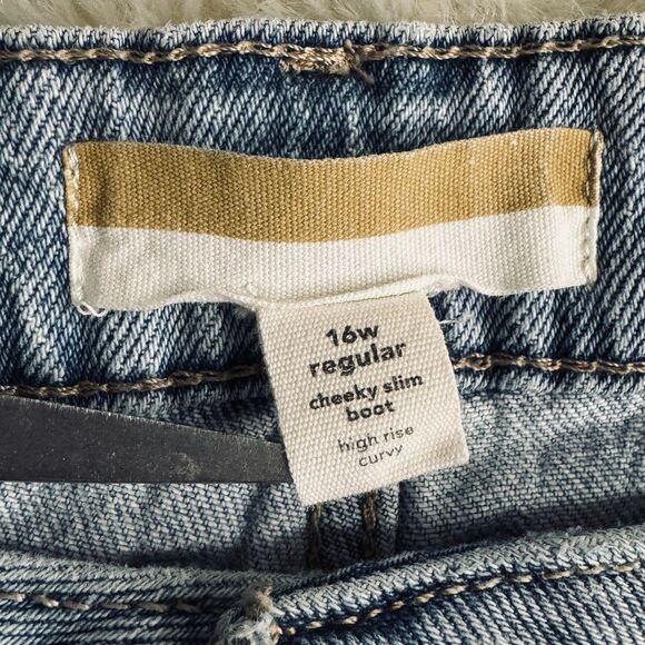 Maurices Goldie Cheeky Slim Boot High Rise Jeans 16W (37x30) Blue Distressed - Picture 5 of 9